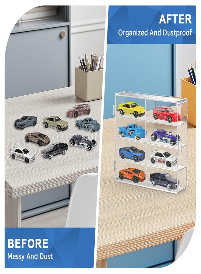 علبة عرض سيارات ألعاب CHONOVO بمقياس 1/64، مناسبة لسيارات Matchbox و Hot Wheels، تتسع لـ 32 سيارة ألعاب، علبة تخزين، منظم، صندوق عرض جداري، علبة شفافة، حامل، رف، 6.5 × 7.5 × 1.6 بوصة، عبوة من 4 قطع - Image 5
